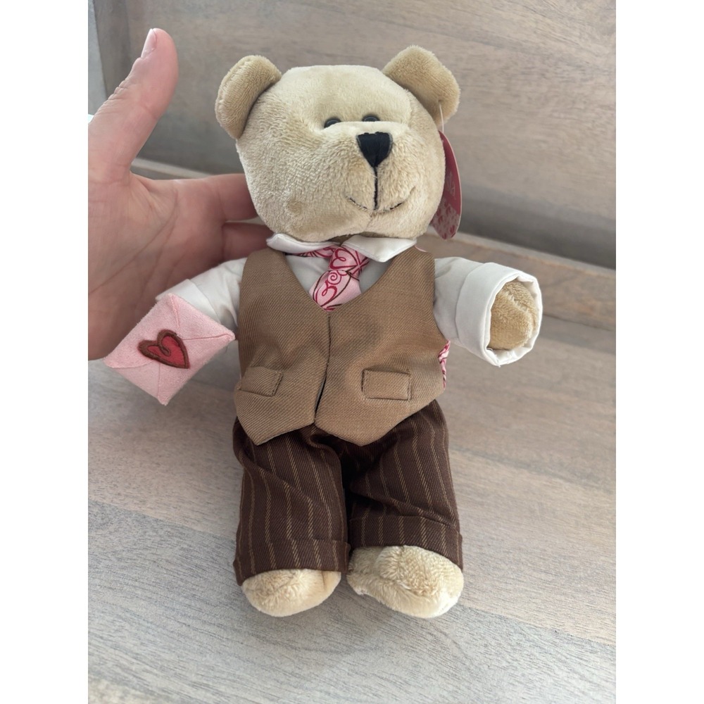 Starbucks Bearista 2007 Valentine Day Bear w Heart Letter Plush Stuffed Toy EUC